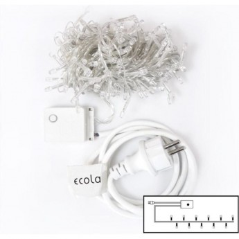 Гирлянда ECOLA LED N2YV06ELC 220V IP20 Нить 6м 100Led 4000K, 8 режимов, прозр.провод с вилкой